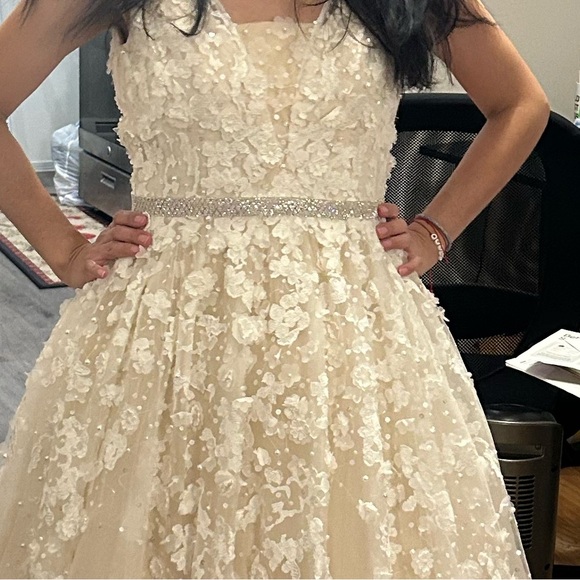 David’s Bridal Wedding Dress Crystal Rhinestone Bling Ribbon Sash Belt - Picture 6 of 7